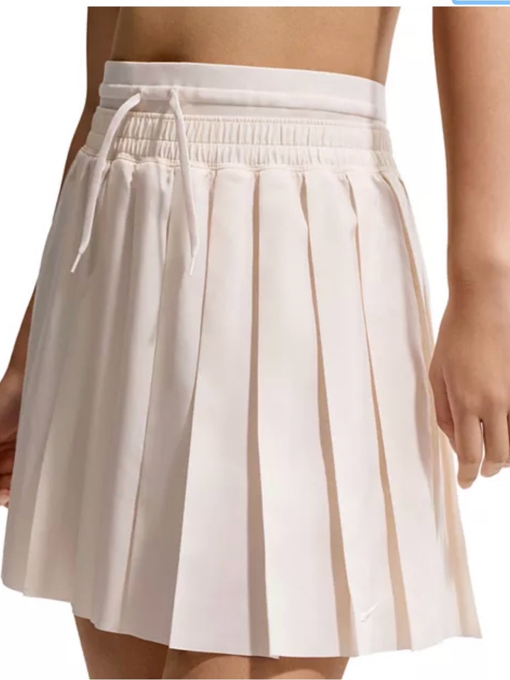 Pleated High Rise Nike Skirt in Light Cream